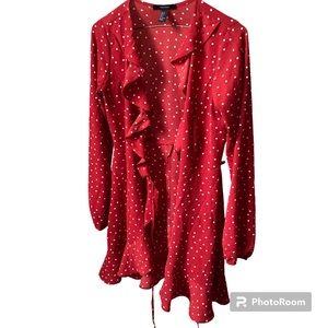 Gorgeous Red Forever 21 Dress With White Polka Dots